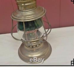 Presentation Bell Bottom Railroad Lantern Green Over Clear Globe Ct Ham 39