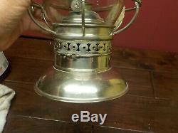 Presentation Bell Bottom Railroad Lantern Green Over Clear Globe Ct Ham 39