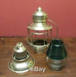 Presentation Bell Bottom Railroad Lantern Green Over Clear Globe Ct Ham 39