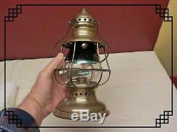 Presentation Bell Bottom Railroad Lantern Green Over Clear Globe Ct Ham 39