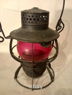 RAILROAD Antique Red Globe Lantern Dressel Arlington VTG RR Lamp Light 13.5x9