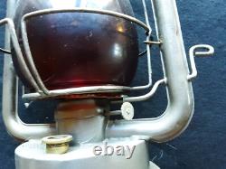 RAILROAD LANTERN, W. M. COMPANY, STANDARD LAMP with RED GLOBE, OTT-072408389