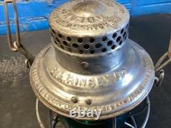 RARE ADLAKE E. A KINSEY CO. RAILROAD LANTERN WithGREEN GLOBE & BRASS MACHINE PLATE