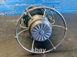 RARE ADLAKE E. A KINSEY CO. RAILROAD LANTERN WithGREEN GLOBE & BRASS MACHINE PLATE