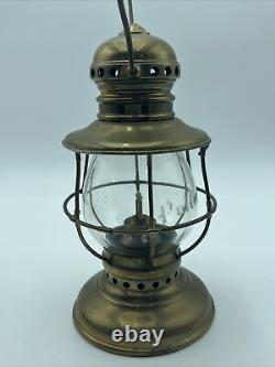 RARE ANTIQUE BRASS PULLMAN CO RAILROAD CONDUCTORS LANTERN With ETCHED GLOBE