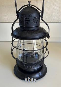 RARE ANTIQUE FITCHBURG RAILROAD LANTERN THOMPSON With FRR GLASS GLOBE ESTATE FIND
