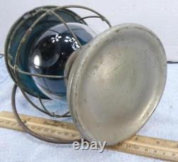 RARE Antique Railroad Presentation Lantern with Blue & Clear Glass Globe Conductor