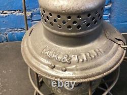 RARE HANDLAN MISSOURI KANSAS & TEXAS RAILROAD LANTERN WithETCHED (MK&T Ry) GLOBE