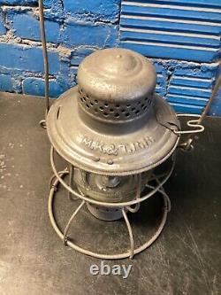 RARE HANDLAN MISSOURI KANSAS & TEXAS RAILROAD LANTERN WithETCHED (MK&T Ry) GLOBE