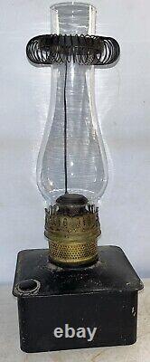 RARE Plume & Atwood Kerosene Lamp Square Tin Font Vintage Railroad Lantern