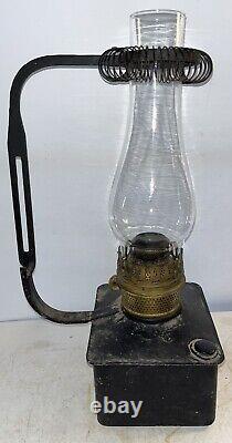 RARE Plume & Atwood Kerosene Lamp Square Tin Font Vintage Railroad Lantern