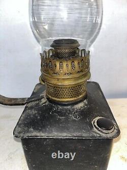 RARE Plume & Atwood Kerosene Lamp Square Tin Font Vintage Railroad Lantern