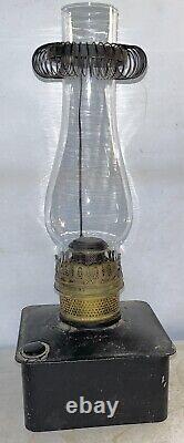 RARE Plume & Atwood Kerosene Lamp Square Tin Font Vintage Railroad Lantern