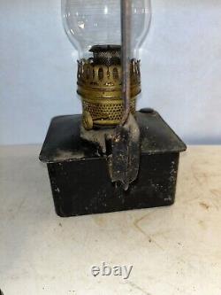 RARE Plume & Atwood Kerosene Lamp Square Tin Font Vintage Railroad Lantern