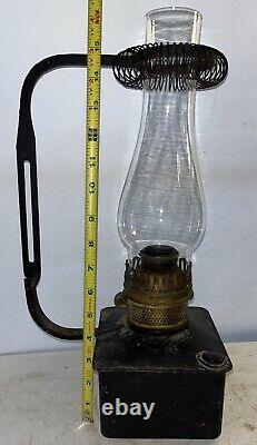 RARE Plume & Atwood Kerosene Lamp Square Tin Font Vintage Railroad Lantern