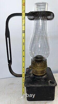 RARE Plume & Atwood Kerosene Lamp Square Tin Font Vintage Railroad Lantern