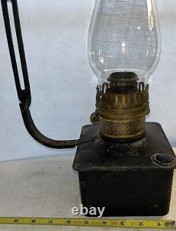 RARE Plume & Atwood Kerosene Lamp Square Tin Font Vintage Railroad Lantern