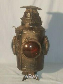 RARE Vintage DRESSEL 4 Lens Railroad Kerosene Lantern Lamp, with Extra Lens
