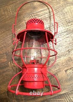 Railroad Lantern Adlake # 100 Indiana Harbor Belt Painted Red Clear Globe Railroad Lantern Adlake # 100 Indiana Harbor Belt Painted Red Clear Globe