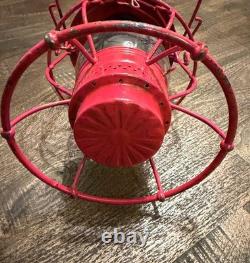 Railroad Lantern Adlake # 100 Indiana Harbor Belt Painted Red Clear Globe
