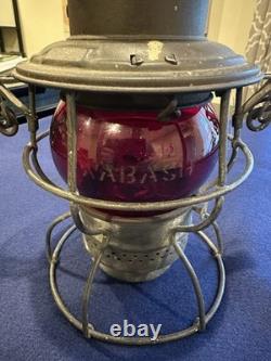 Railroad Lantern Adlake Kero Wabash Railroad Red Etched Globe