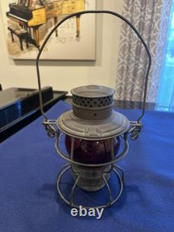 Railroad Lantern Adlake Kero Wabash Railroad Red Etched Globe