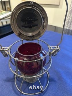 Railroad Lantern Adlake Kero Wabash Railroad Red Etched Globe