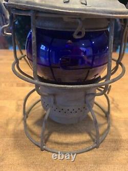 Railroad Lantern BR- Corning Cobalt Blue Globe- Adams And Westlake