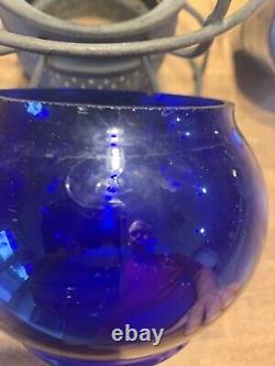 Railroad Lantern BR- Corning Cobalt Blue Globe- Adams And Westlake