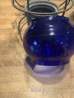 Railroad Lantern BR- Corning Cobalt Blue Globe- Adams And Westlake