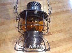 Railroad Lantern C& O Adlake Amber Etched C & O Globe
