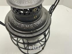 Railroad Lantern C. St. P. M&O Ry Adlake Tall Globe With C&NW Ry Cast Globe
