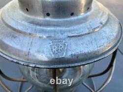 Railroad Lantern Etched PRR Keystone Logo Embosed Lid Handlan