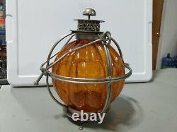 Railroad Lantern with Orange Amber Globe Unmarked