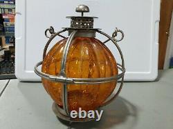 Railroad Lantern with Orange Amber Globe Unmarked