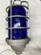 Railroad Signal Light Cobalt, Blue Glass And Vapor Proof Cage
