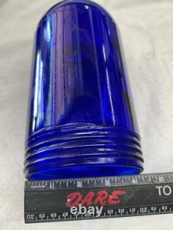 Railroad Signal Light Cobalt, Blue Glass And Vapor Proof Cage