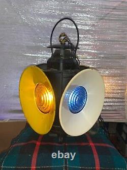 Railroad Switch Lantern/ Adlake/ Blue + Yellow Lights