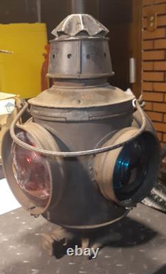 Railroad Switch Lantern, Milwaukee Road, Complete, NICE! Wrapped Pyrex Chimney