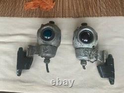 Railroad caboose lamps, Pyle Nat'l logo MLM-2X, with brackets, blue and red lenses