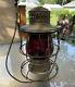 Railroad lantern No 39 with red cast ICRR extended base globe