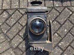 Railway Semafore Signal Box Post Station Lamp Lantern & Rare Unusual Old Bracket