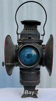 Rare Adlake Lamp Lantern 4 Lens 2 Way Chicago 1264 Railroad Switch Signal Train
