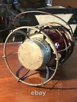 Rare Antique B & M Railroad Lantern With Tall Red Glass Globe