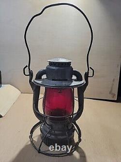 Rare Antique Dietz Vesta Ny Railroad Lantern, N. Y. C. S, Red Glass