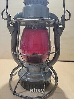 Rare Antique Dietz Vesta Ny Railroad Lantern, N. Y. C. S, Red Glass