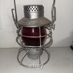 Rare Antique Kero Adlake Railroad Lantern, El, Red Glass, Fire On Wick