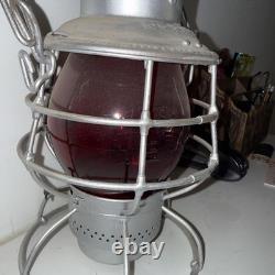 Rare Antique Kero Adlake Railroad Lantern, El, Red Glass, Fire On Wick