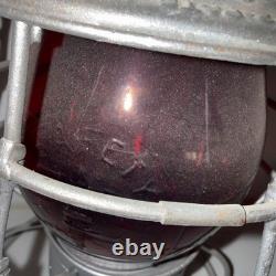 Rare Antique Kero Adlake Railroad Lantern, El, Red Glass, Fire On Wick