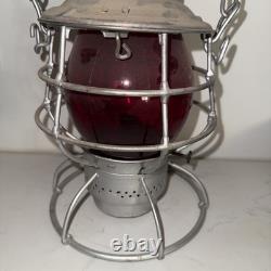Rare Antique Kero Adlake Railroad Lantern, El, Red Glass, Fire On Wick
